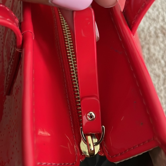 Kate Spade small Harmony Metro Perforated patent & leather Heart Red Tote Bag - Picture 15 of 16